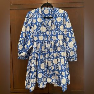 Blue block print Daughters-of-India STYLE mini dress